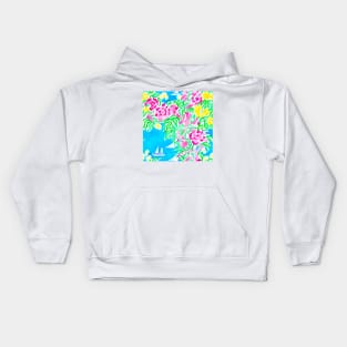 Yacht, sea, and roses markers and watercolor seamless pattern Kids Hoodie